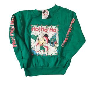 Disney Vintage Mickey Mouse Holiday Christmas Unisex Child Sweatshirt Green Sz 6